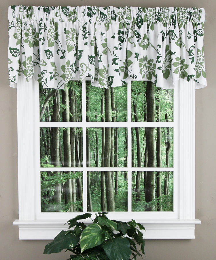 Curtain Chic Jacobean Abstract Beacon Valance Leaf Green Country