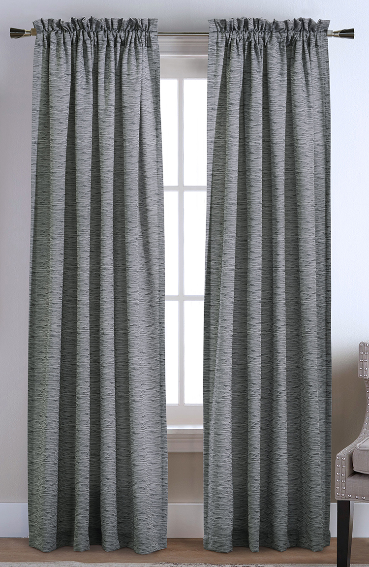 Kirkland Rod Pocket Curtain Pairs Black Commonwealth Home Fashions