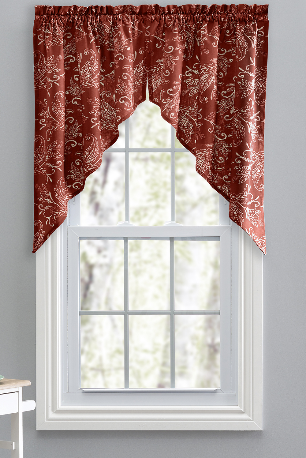 Lexington Leaf Kitchen Swags Brick Jabot & Swag Kitchen Curtains