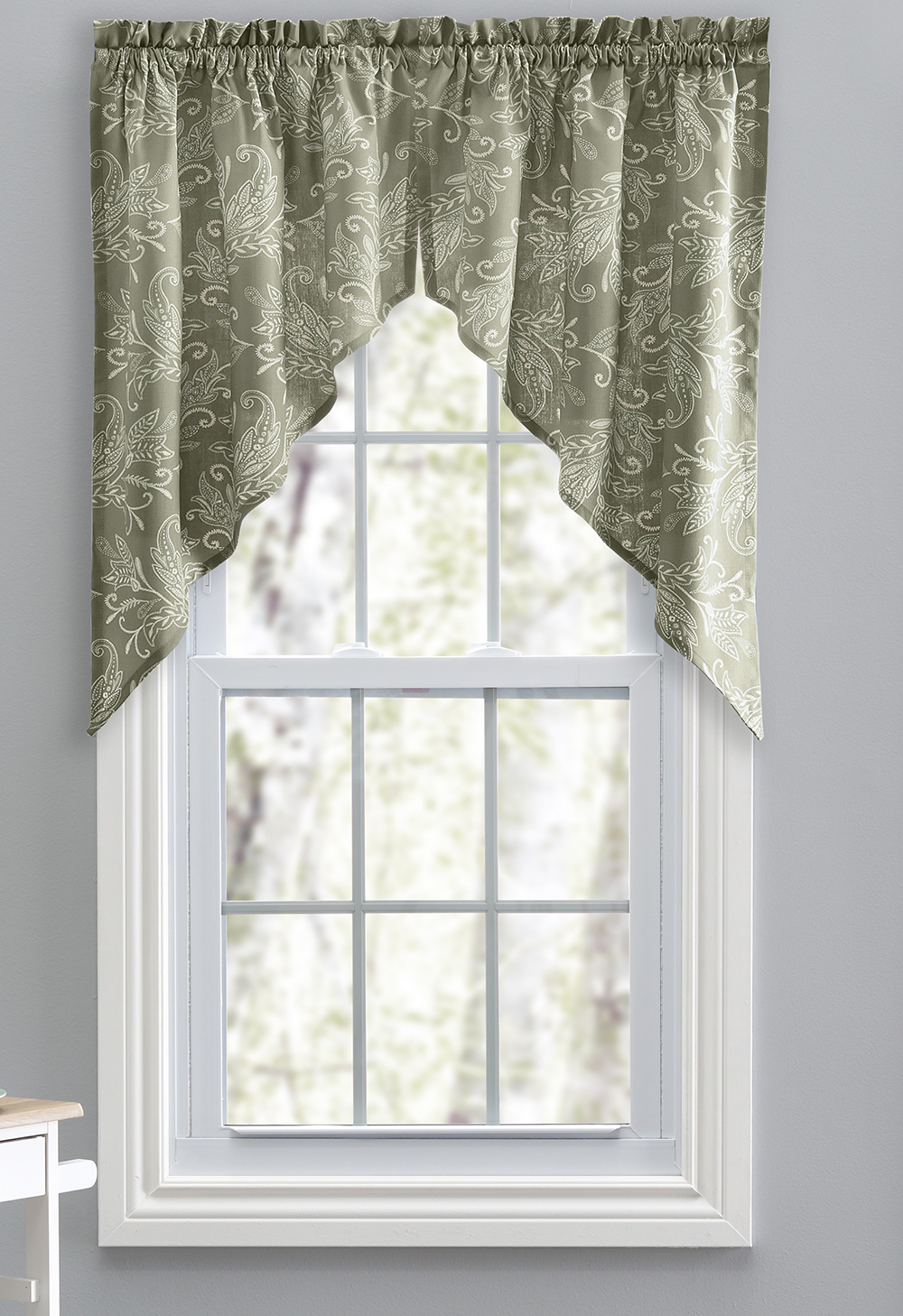 Ellis Curtains Lexington Leaf Curtain Swags Blue Jabot & Swag