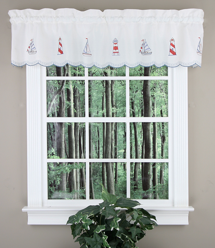 Lighthouse Kitchen Embroidered Valance Americana RHF Scalloped