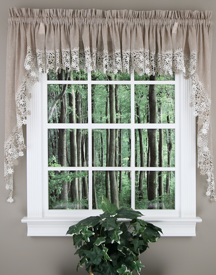 Lillian Country Lace Swags Gray Swags Galore Jabot & Swag Kitchen
