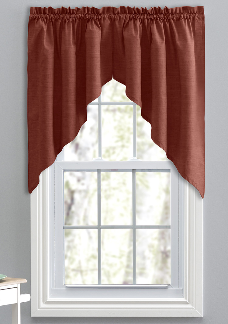 Lisa Solid Jabots Red Discount Curtains Jabot & Swag Kitchen Curtains