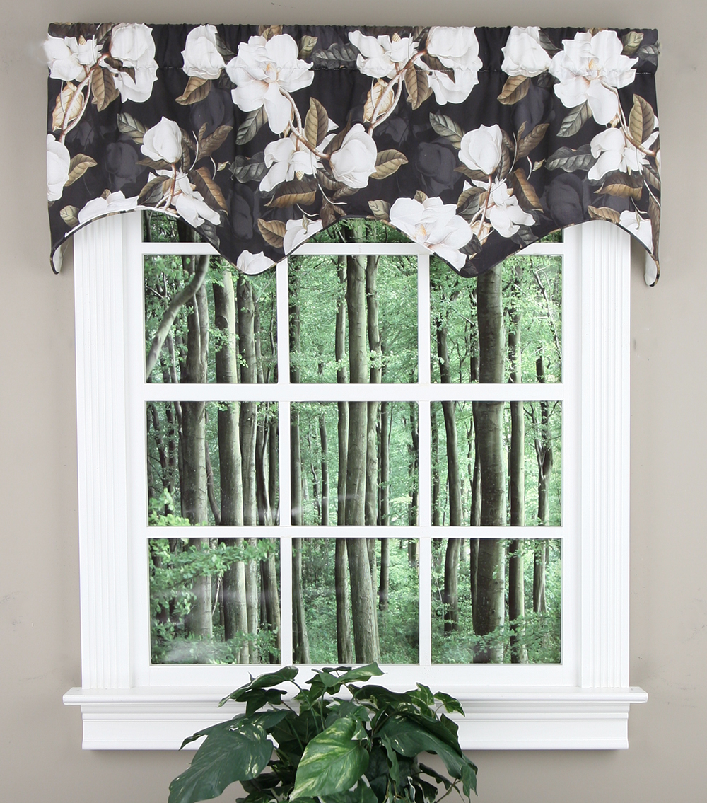 Magnolia scalloped Valance Black Ellis Curtains Kitchen Valances