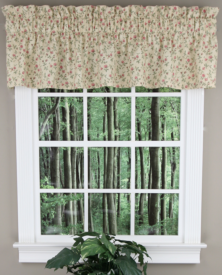 Ellis Curtains, Marcia Floral Straight Valance Green Country Valances