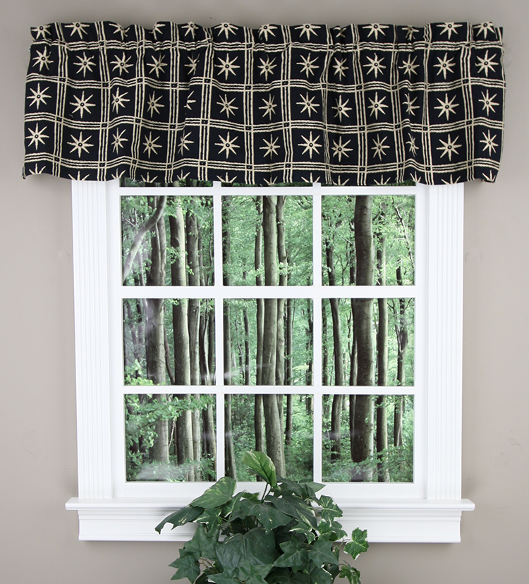 Swags Galore Windsor Star Lined Tailored Valance Indigo Kitchen Valances