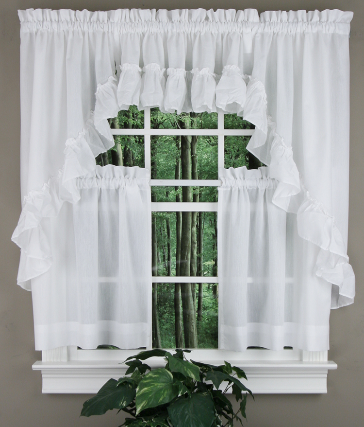 Stacey Tier Curtains White Swags Galore Kitchen Country Curtains