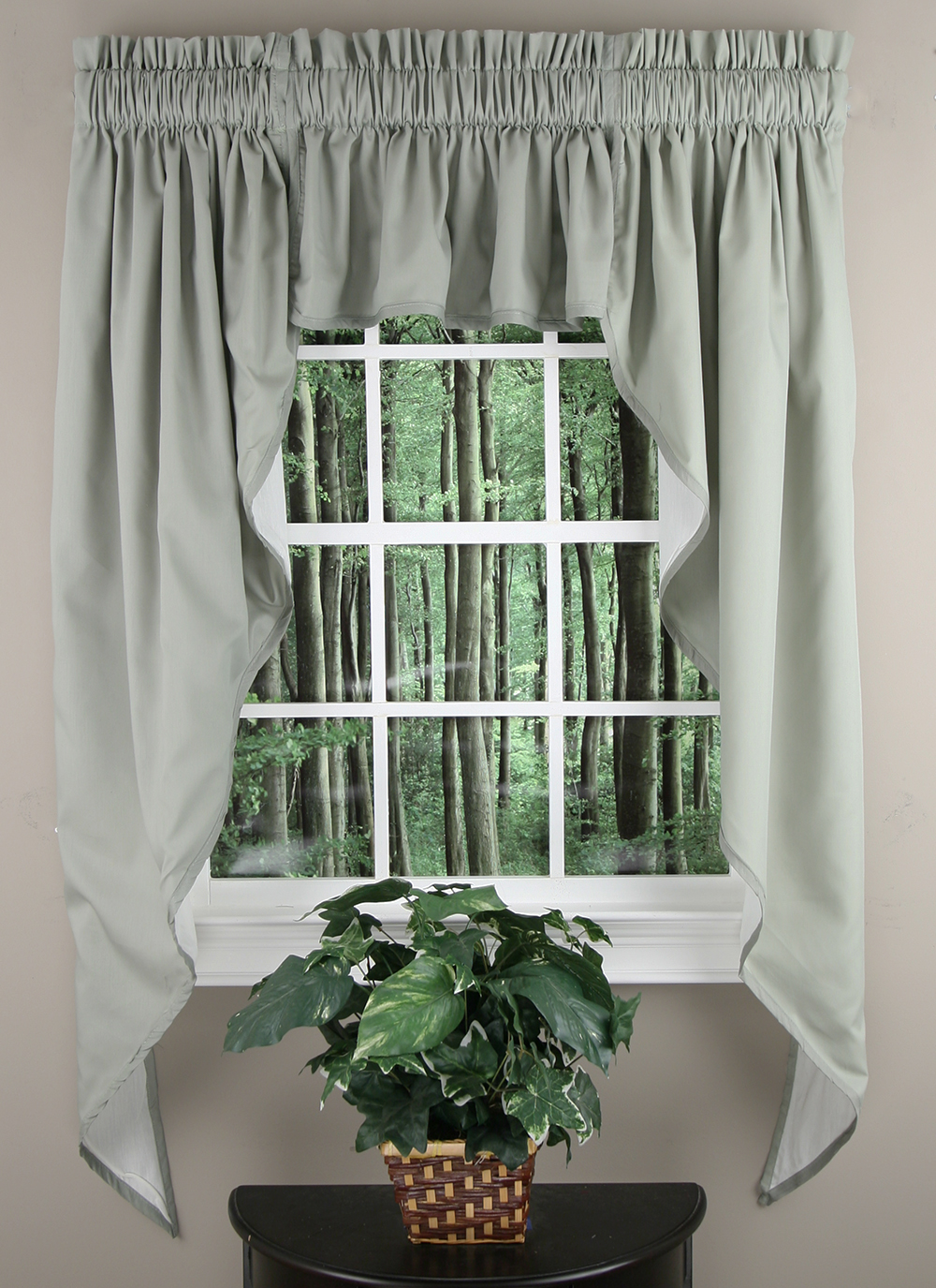 Swags Galore Stacey 3PC Swags Grey Lined Valances