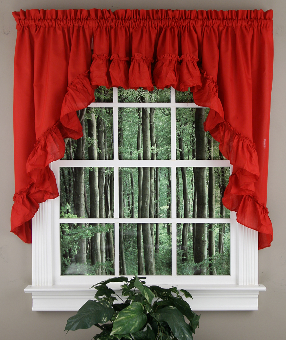 Stacey Ruffled Swags Sage Ellis Curtains Jabot & Swag Kitchen