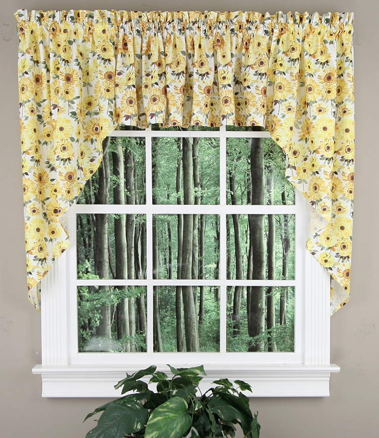 Sunshine Swag Valance Yellow Swags Galore Jabot & Swag Kitchen