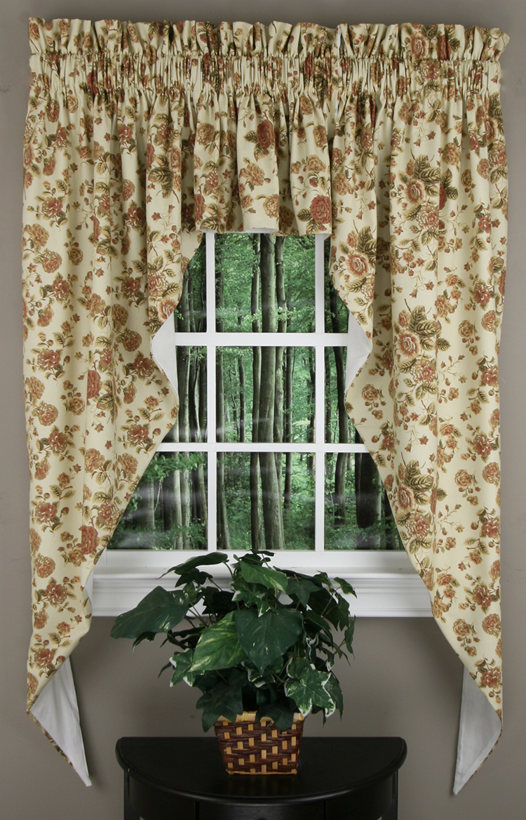Swags Galore Cottage Rose Lined Swags Linen Lined Valances