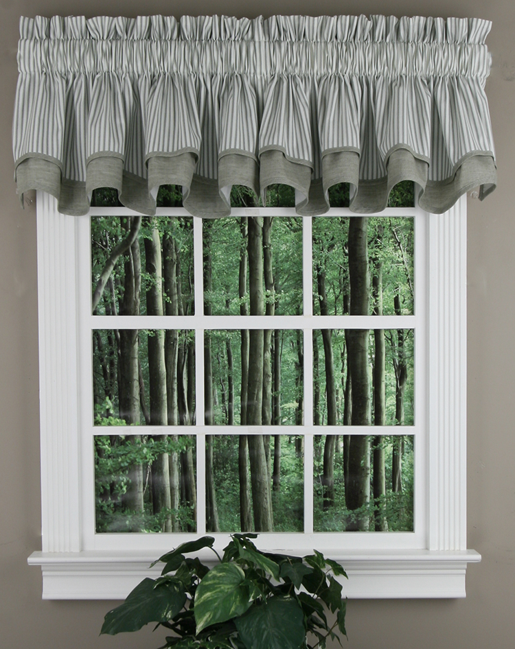 Ticking Stripe Bradford Scalloped Valance Blue Ellis Curtains