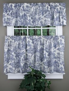 Victoria Park Curtain Tiers - Blue