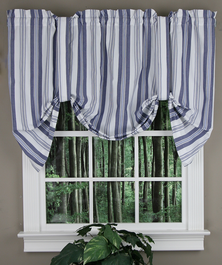 Swags Galore York Stripe Valance Gray Kitchen Valances