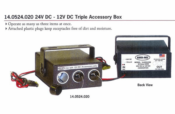 Able2 Sho-Me 24V to 12V 3 Accessory Lighter Plug Outlet Box - 14.0524.020