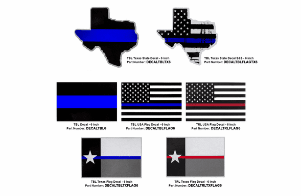 Decals - 6 inch - Texas / US / Blue / Red