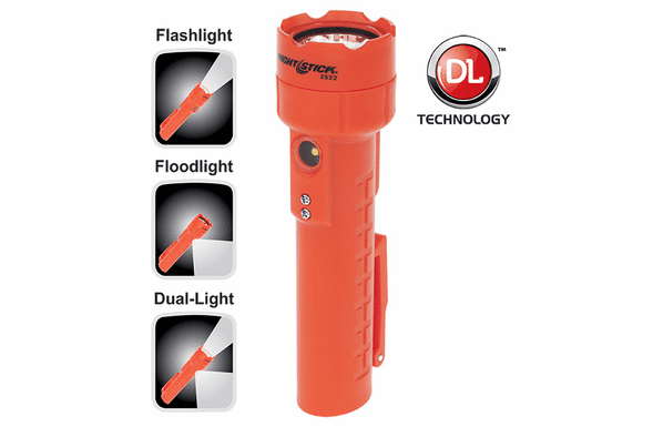 NightStick Dual-Light LED Flashlight w/ Dual Magnets - Rechargeable - Orange - NSR-2522RM