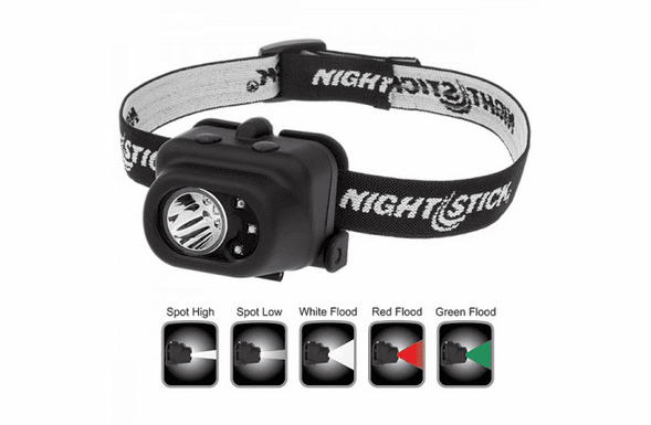 NightStick Multi Function LED Headlamp, White Spotlight, White Red or Green Floodlight, Black Body NSP-4610B