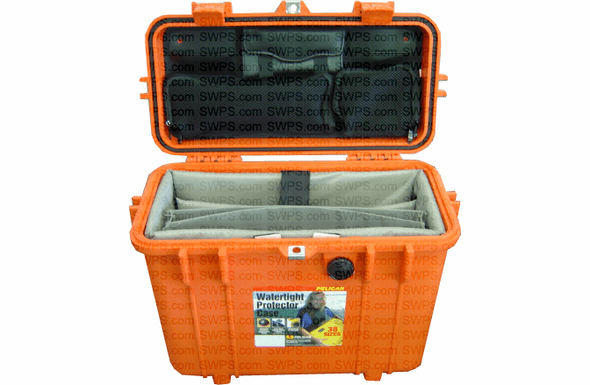 Pelican 1430 Case With Office Divider & Lid Organizer - ORANGE - 200 MOQ
