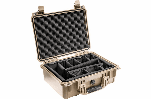 Pelican 1450 Case With Padded Dividers - TAN - 200 MOQ