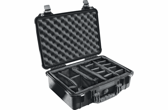 Pelican 1500 Case With Padded Dividers - BLACK