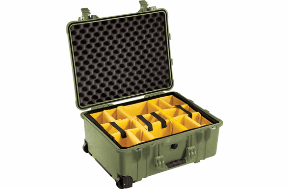Pelican 1560 Case With Padded Dividers - OD GREEN