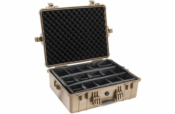 Pelican 1600 Case With Padded Dividers - TAN - 100 MOQ