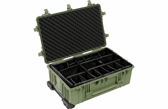 Pelican 1650 Case With Padded Dividers - OD GREEN - 100 MOQ