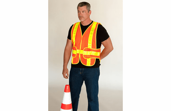 SafetyGear ANSI Class 2 Chevron Mesh High Visibility Vest - Reflective Orange - 302-CHEVOR15