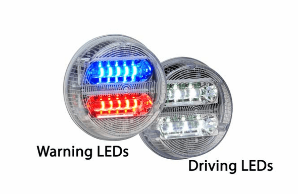 Whelen 3.5" LINZ6 Fog Light Extended Clear Lens - Interleaved Red/Blue White LED - PAR28DJ
