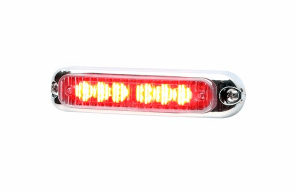 Whelen Micron Surface Mount Super LED Lighthead  - Red - Chrome Flange - MCRNSCR