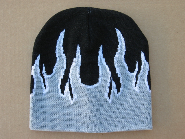 Gray Flame Fire Beanie Hat Ski Cap-DOZEN PRICED and PACKED.