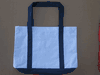 Irregular White/Navy Zipper Two-Tone Tote Bag, PIECE PRICED.