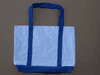 Irregular White/Royal-Blue Zipper Two-Tone Tote Bag, PIECE PRICED.