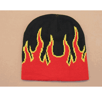 Red Flame Fire Beanie Hat, Ski Cap-DOZEN PRICED and PACKED.
