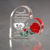 Personalized Anniversary Couple Heart with Red Rose