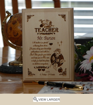 Personalized Rose Design Wood Teacher Plaque