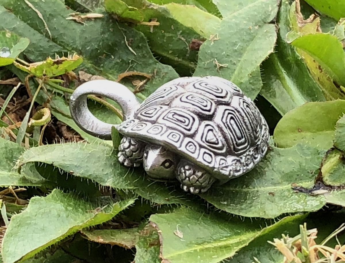 Pewter Turtle Compass Pendant Necklace