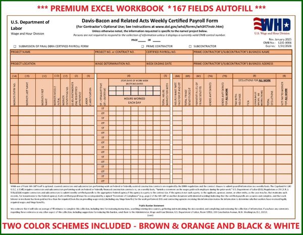 FEDERAL - WH-347/348 Premium EXCEL Payroll Workbook (exp. 013128)