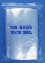 10x10 2mil clear zipper bags, pack of 100