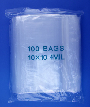 10x10 4mil clear zipper bags, pack of 100