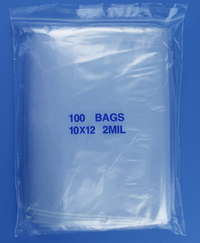 10x12 2mil clear zipper bags, pack of 100