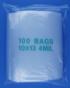 10x13 4mil clear zipper bags, pack of 100