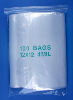 12x12 4mil clear zipper bags, pack of 100
