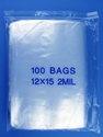 12x15 2mil clear zipper bags, pack of 100