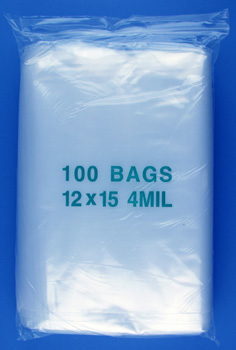 12x15 4mil clear zipper bags, pack of 100