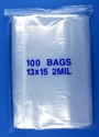 13x15 2mil clear zipper bags, pack of 100