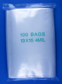 13x15 4mil clear zipper bags, pack of 100