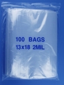 13x18 2mil clear zipper bags, pack of 100