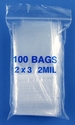 2x3 2mil clear zipper bags, pack of 100